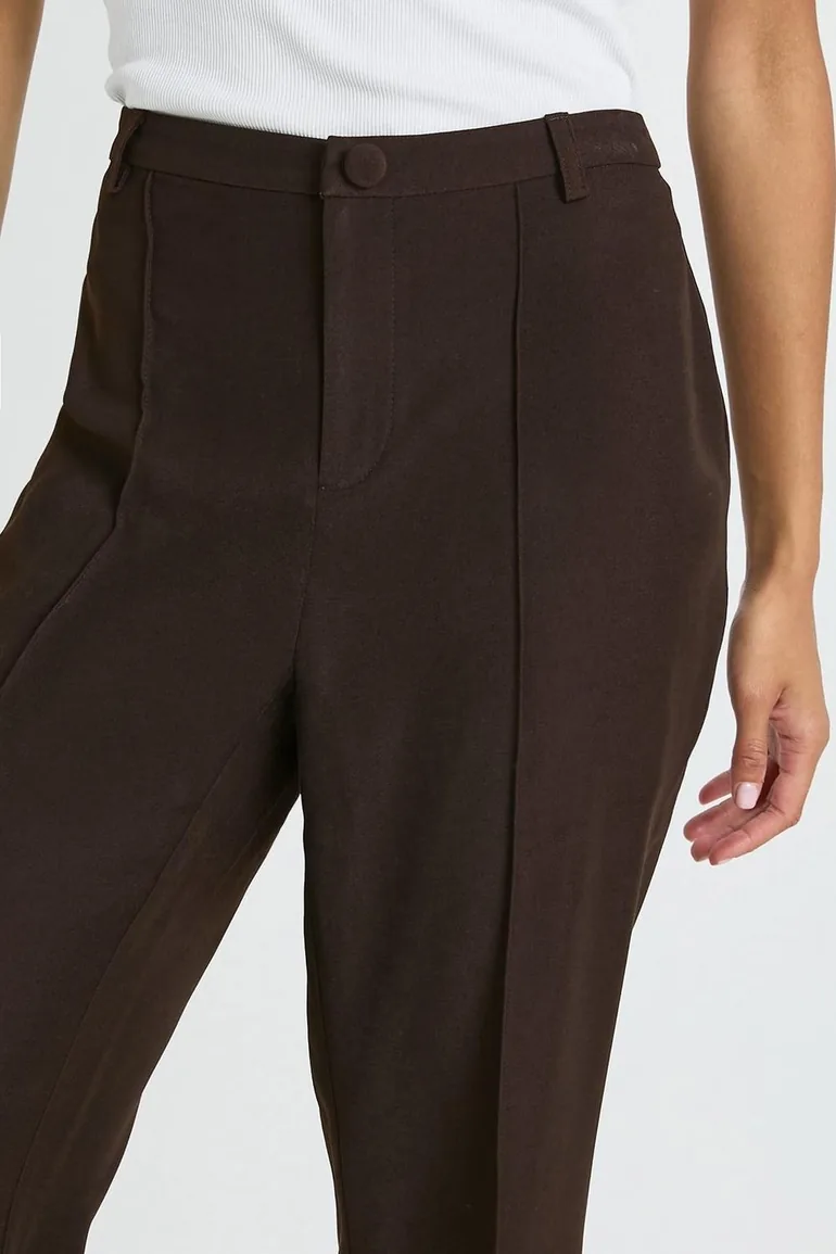 Tailored Slim Flare Trousers - chocolate - 3