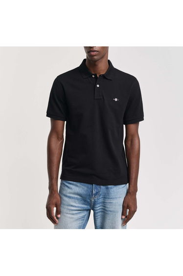 Men's Gant Embroidered Archive Shield Polo Shirt in Black