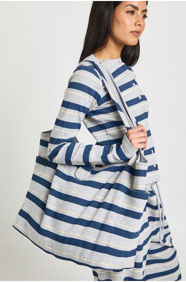 Stripe Jersey Large Tote Bag - grey