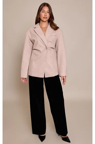 Stone Wool Look Cinched Blazer