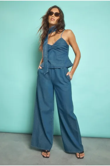 Chambray Wide Leg Co-ord Trousers