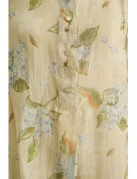 سانفير بلوزة شيفون بيج بطبعة أزهار بأكمام طويلة - 6