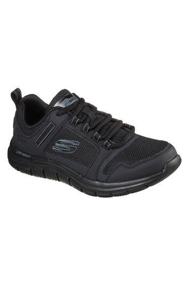 Skechers Mens Track Knockhill Action Leather Trainers - Black