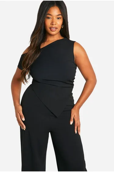 طقم بنطلون و بلوزة لون أسود - للمقاسات الكبيرة