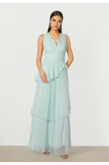 فستان فيمي9 شيفون أزرق ماكسي على شكل حرف A