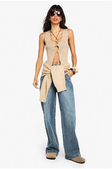 Twist Front Knitted Waistcoat - stone