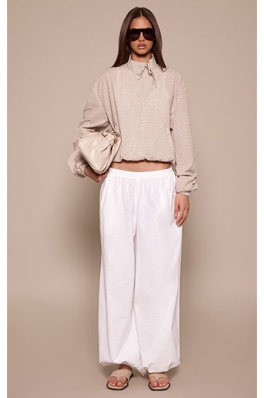 White Linen Balloon Trousers