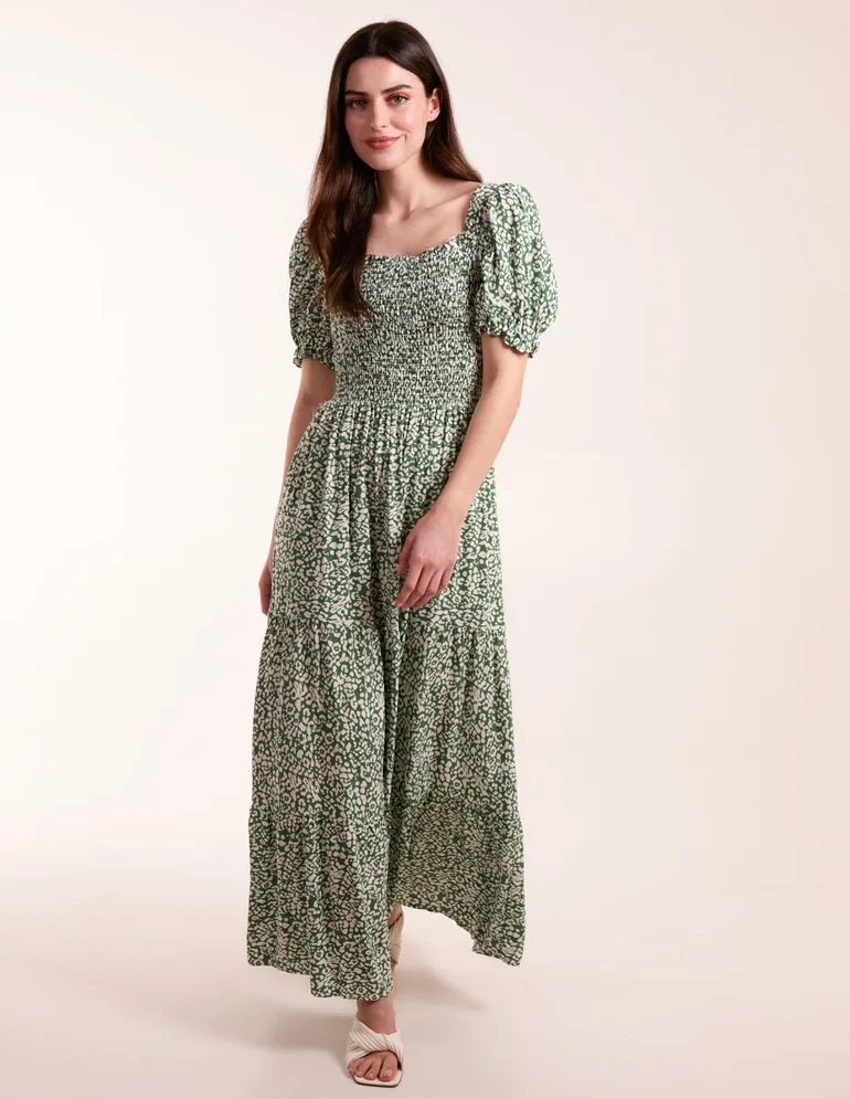 Milkmaid Square Neck Short Puff Sleeve Dress - 3