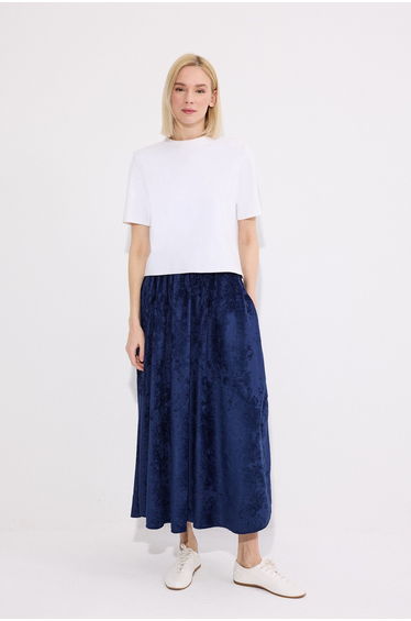 ELASTICATED WAIST SUEDE SKIRT