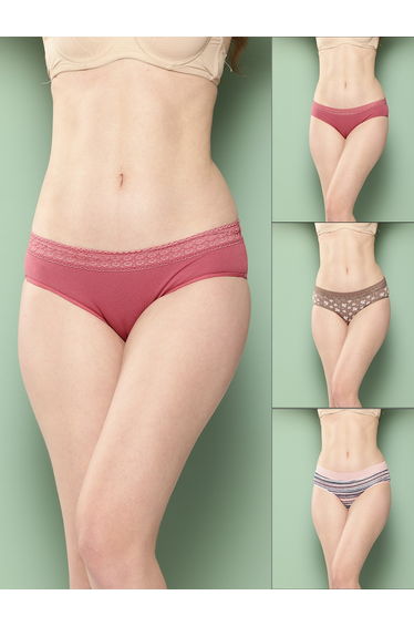 Pack of 3 - Printed Lace Waistband