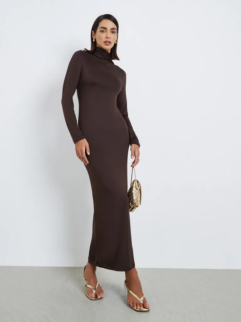 modest bodycon maxi dress Muave Bodycon Long Sleeve Modest Maxi Dress