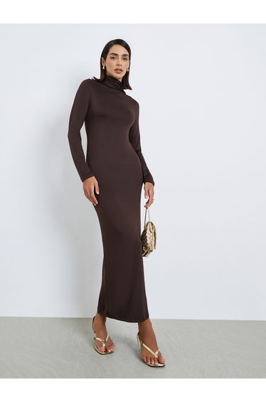 Women Drape Scarf Bodycon Maxi Dress