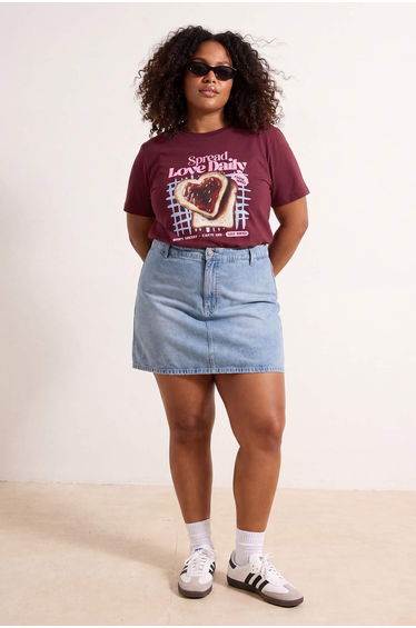 Burgundy Fun Printed Regular Fit Large Size T-Shirt