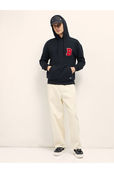 Men Cotton Patch Detail Hoodie