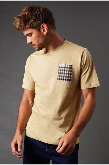 Active Club Check Pocket Short Sleeve T-Shirt Beige - beige