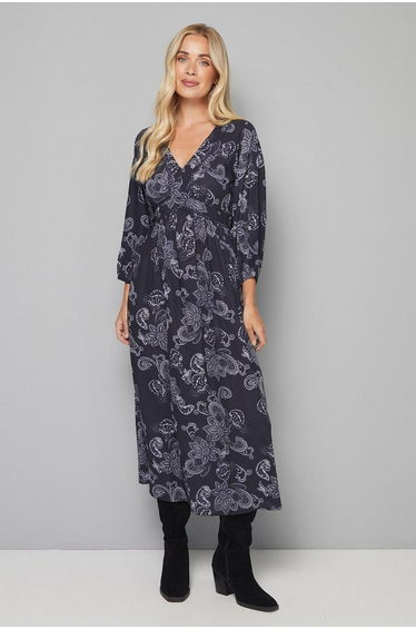PETITE FLORAL LACE INSERT MIDI DRESS