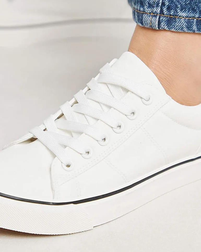 Lace Up Canvas Trainer Wide - 1