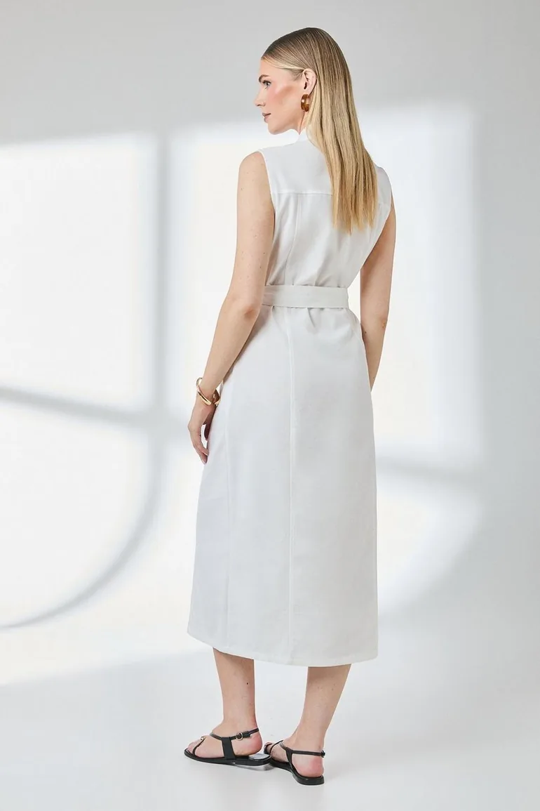 White Button Front Linen Column Shirt Dress Principles by Debenhams : Day  Dresses : VogaCloset Oman