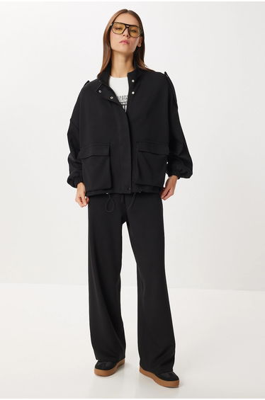 ISTANBUL Long Sleeve Half Turtleneck Jacket & Wide Leg Pants Two-Piece Set