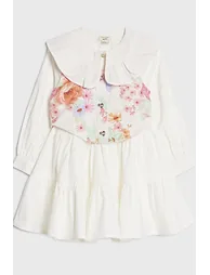 Mini Girls White Floral 2in1 Shirt Dress