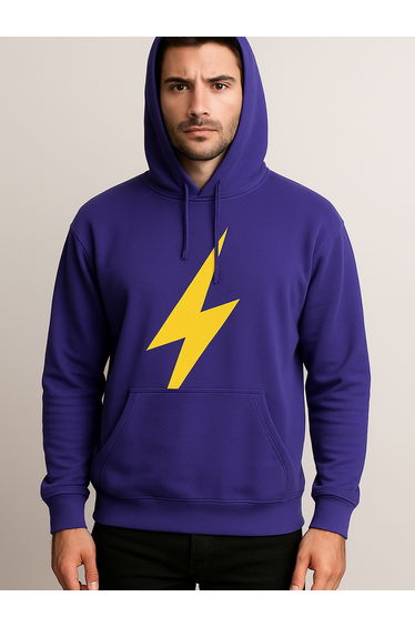Men Purple Graphic Lightning Bolt Pullover Hoodie