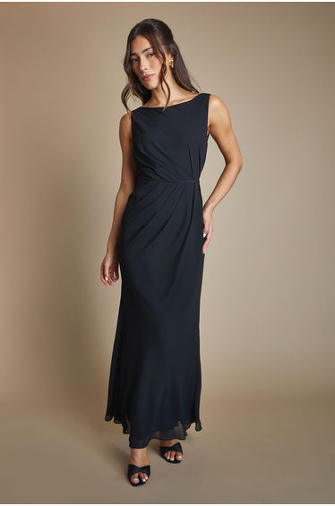 Satin Lace Back Detail Maxi Bridesmaid Dress