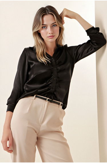 BDART Satin Button-Up Shirt with Lining