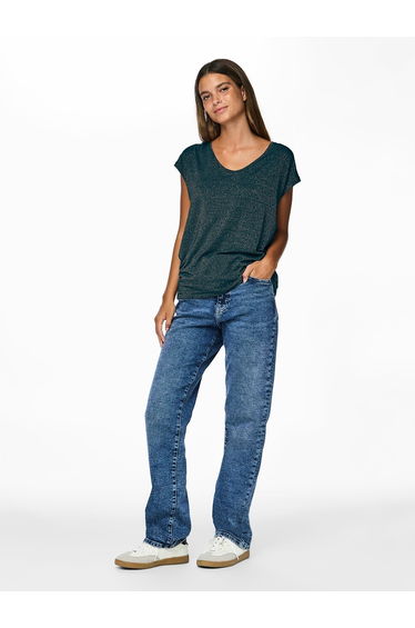 Metallic T-Shirt with V-Neck