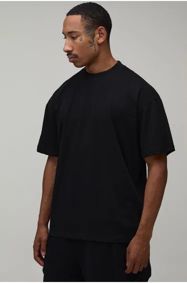 Black Oversized Heat Sense Floral Print T-Shirt - black