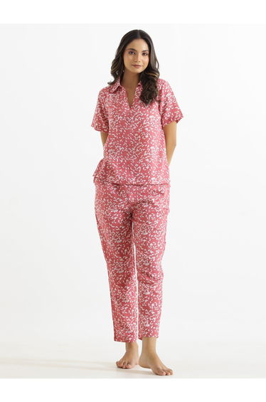Women All-Over Printed Pure Cotton Top and Pyjama Set