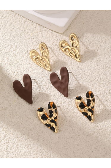Set of 3 - Heart-Shaped Earrings