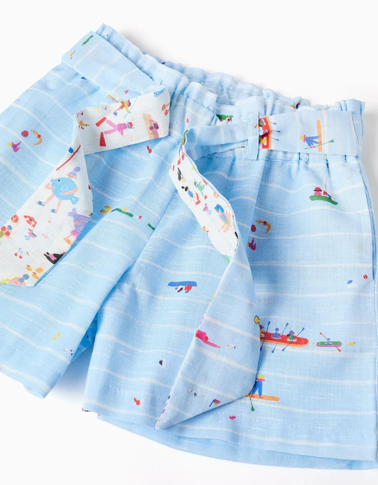 Cotton shorts with print Carolina Celas x Zippy for girls, light blue - 3