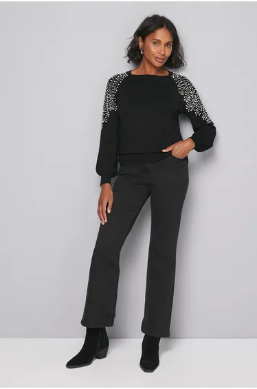 كنزة بأكتاف مزينة بالأحجار - ذهبي