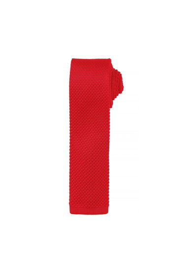 Premier Mens Slim Textured Knit Effect Tie - Red