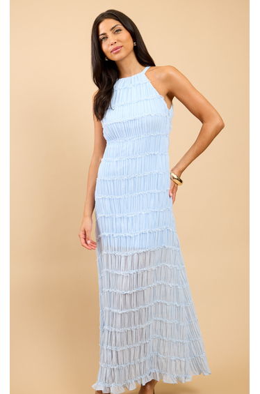 Narcisse Pale Blue Textured Maxi Dress