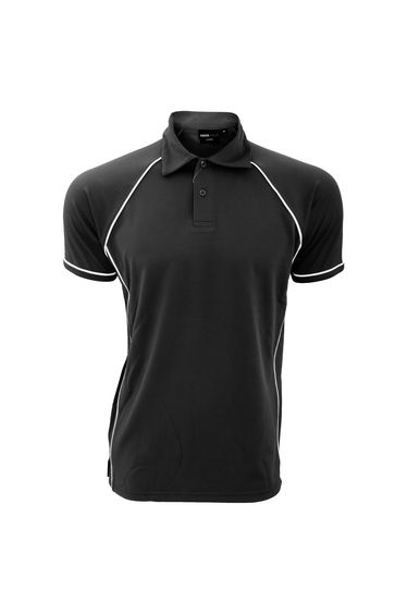 Finden & Hales Mens Piped Performance Sports Polo Shirt - Black/White