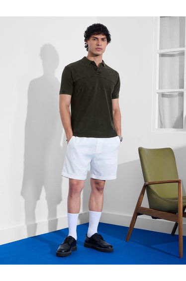 Men Dark Green Vintage Wash Polo