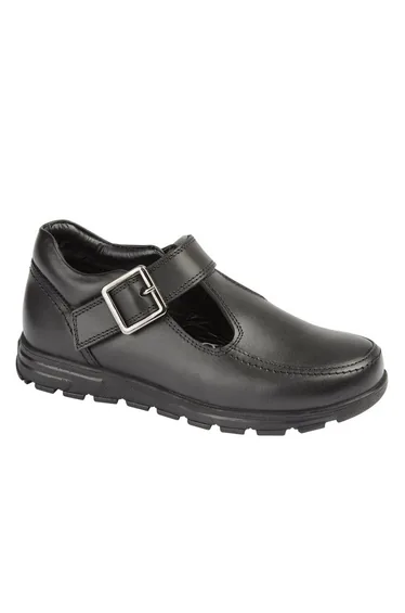 Roamers Girls Leather Mary Janes - Black