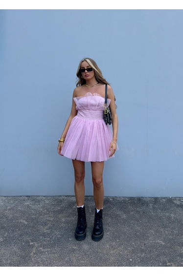 Liliana Bandeau Mini Dress -Pretty Pink