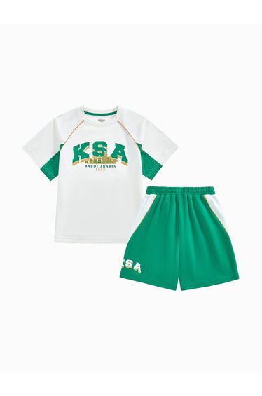 Unisex Two-Piece Set - T-Shirt And Shorts With Contrast Details