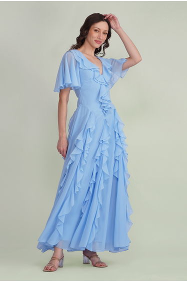 Hertia Maxi Dress in Light Blue