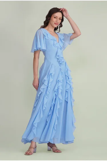 Hertia Maxi Dress in Light Blue