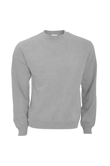 B&C Mens Crew Neck Sweatshirt Top - Heather Grey
