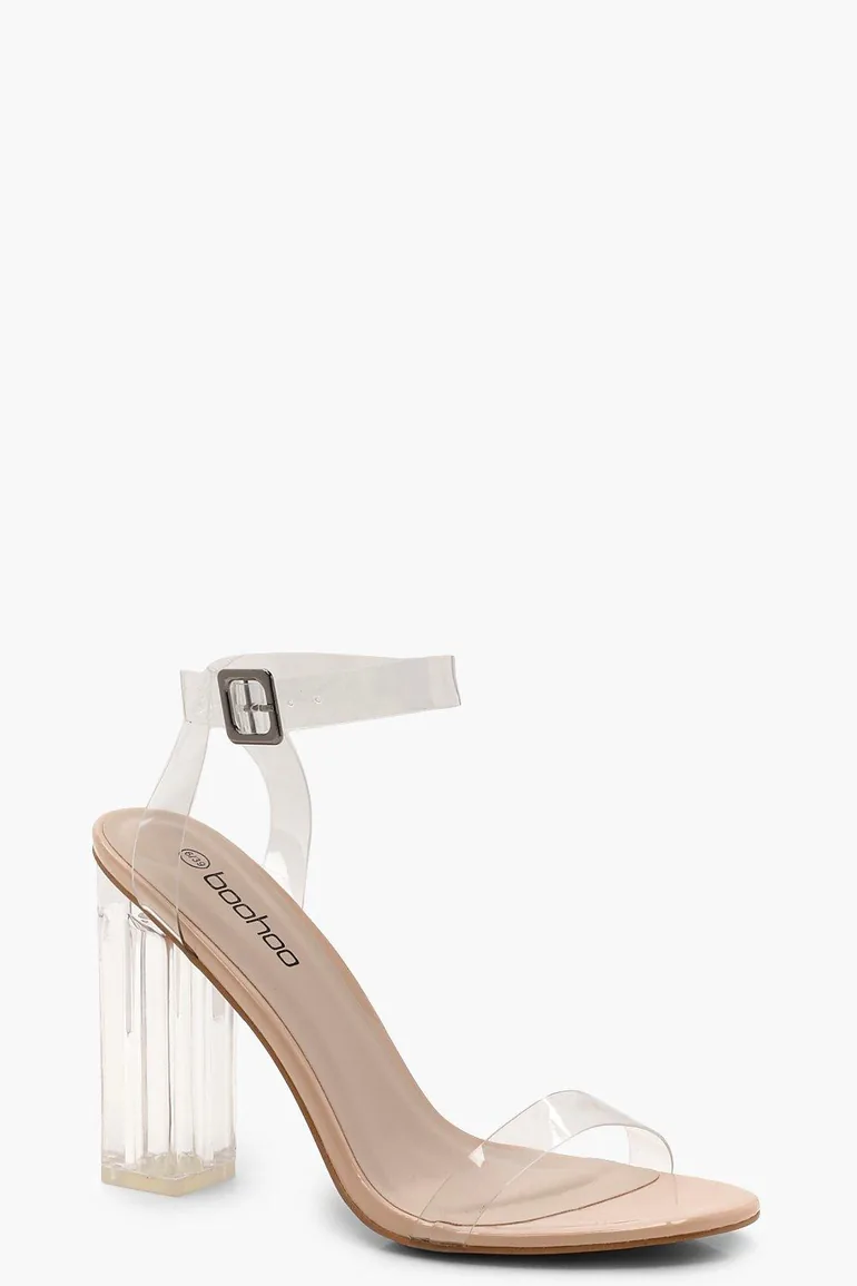 Clear 2 Part Block Heels - nude
