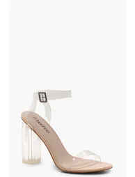 Clear 2 Part Block Heels - nude