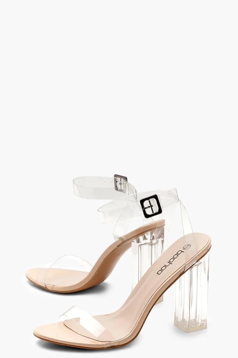 Clear 2 Part Block Heels - nude - 1