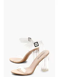 Clear 2 Part Block Heels - nude - 1