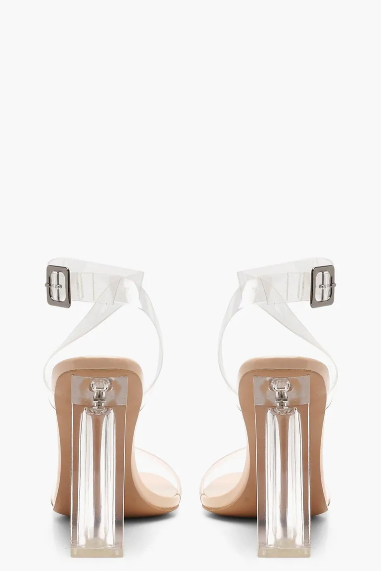 Clear 2 Part Block Heels - nude - 2