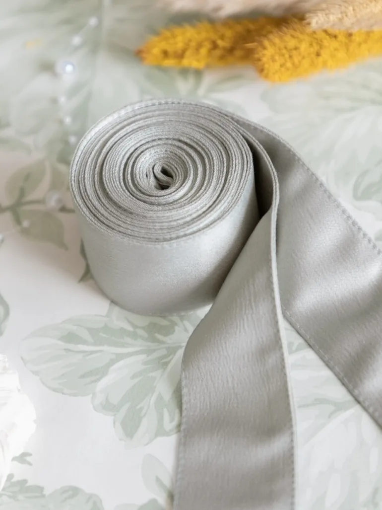 Maya Soft Grey Satin Sash Belt - 3