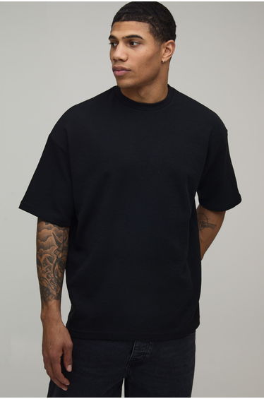 Oversized Waffle T-Shirt - black
